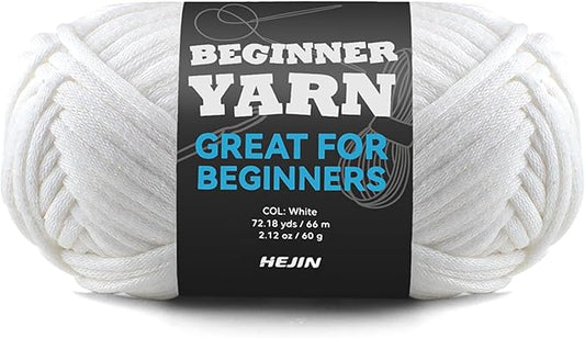 60g White Yarn for Crocheting and Knitting;66m (72yds) Cotton Yarn for Beginners with Easy-to-See Stitches;Worsted-Weight Medium #4;Cotton-Nylon Blend Yarn for Beginners Crochet Kit Making