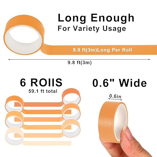 Whaline 6 Rolls Orange Washi Tape Set 6 Gradient Colors Fall Masking Tape Solid Color Decorative Tape for DIY Crafts Scrapbook Journal Planner Gift Wrapping Supplies, 60 Ft