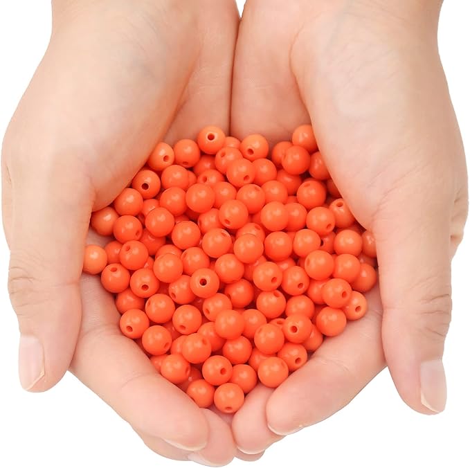 bonny boxx 60pcs 16mm smooth orange-red acrylic round beads, plastic resin bubblegum balls chunky gumball beads for necklace and bracelet making, crafting supplies