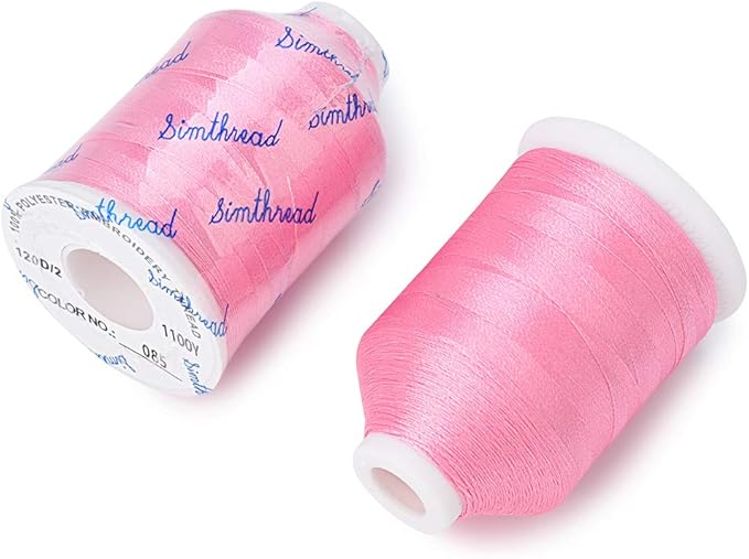 Simthread 6 Pink Polyester Machine Embroidery Threads 1000M(1100Yards) for Brother Babylock Janome Pfaff Singer Bernina Home Embroidery and Sewing Machines (Pink)