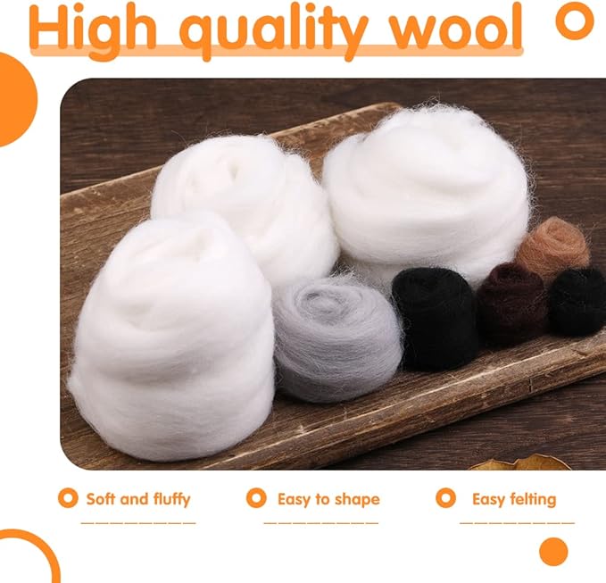 Mayboos Needle Felting Kit, 3 Pieces Making Wool Needle Felting Starter Kit with Instruction, Felting Foam Mat and DIY Needle Felting Supply for DIY Craft Animal Home Decoration