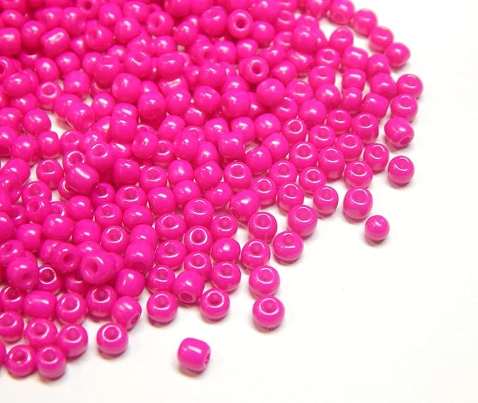 Perlin Glass Seed Beads 2mm 11/0 Round Mini Small Pony Beads 6500pcs for Making Earrings Bracelets Pendants Waist Jewelry DIY Handmade Opaque Color Kit (Pink)