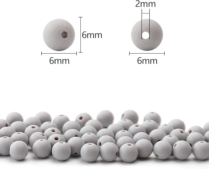 bonny boxx 1000pcs 6mm matte grey acrylic round beads, frosted plastic resin bubblegum balls chunky gumball beads for necklace and bracelet making, crafting supplies