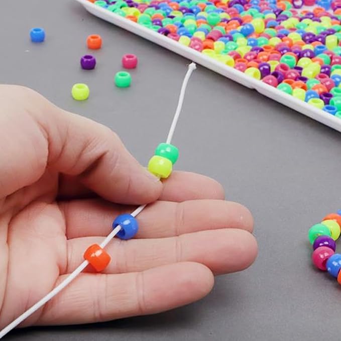 Pony Beads, 6x9mm, Neon Blue, 750pc – Bracelet Making Kit for Jewelry and Kandi Crafts – Bulk Craft Beads for Friendship Bracelets and DIY Projects