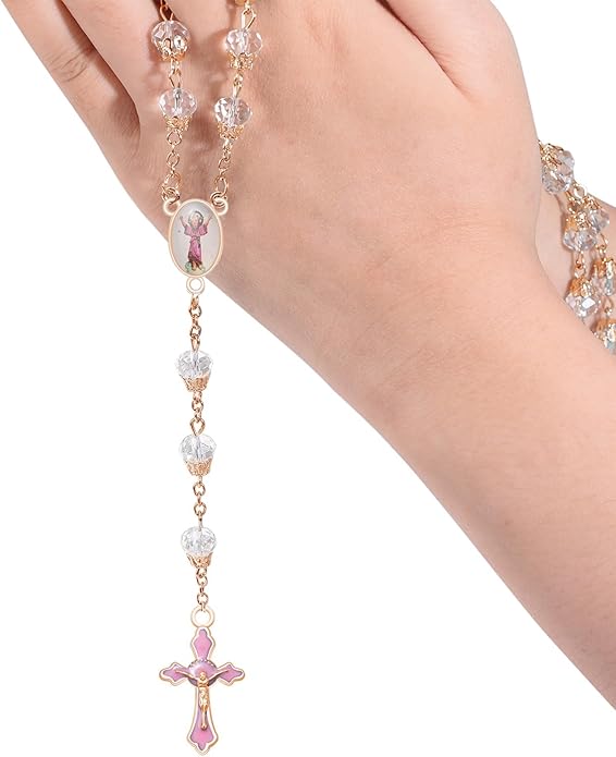 60Pcs/30Set Rosary Making Kits Supplies Religion Cross and Center Medal Charms Alloy Picture Jesus Enamel Pendant for Diy Prayer Necklace Jewelry
