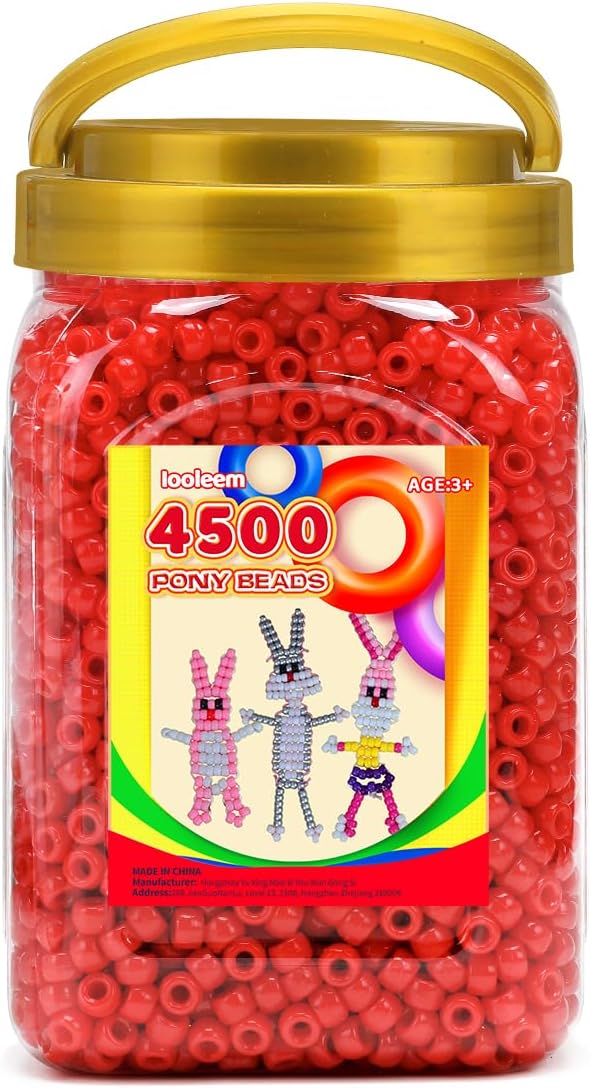 iooleem pony beads(4500pcs red pony beads), beads for jewelry making, crafts, beading supplies, arts & crafts materials for jewelry making.