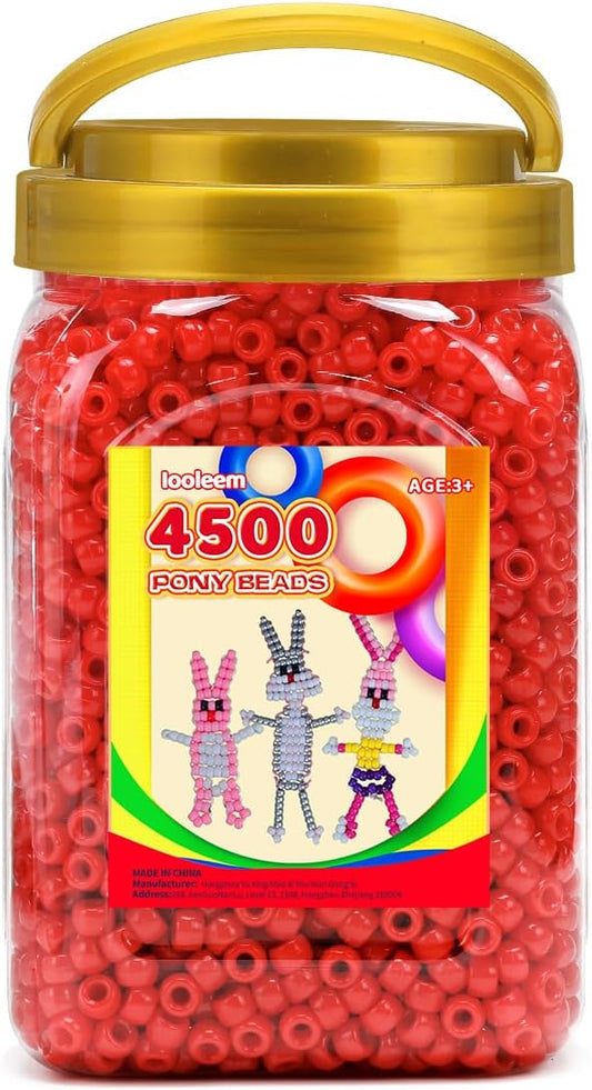 iooleem pony beads(4500pcs red pony beads), beads for jewelry making, crafts, beading supplies, arts & crafts materials for jewelry making.