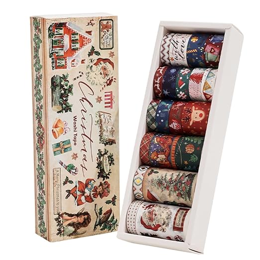 Christmas Theme Washi Tape Set, 20 Rolls Christmas Theme Washi TapeWritable Decorative Tapes for Scrapbooking, Junk Journal Supplies, Bullet Journaling, 0.6"x79" per Roll