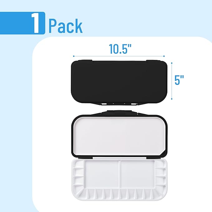 Mr. Pen- Airtight Watercolor Palette with Lid, Black, 18 Wells and 2 Mixing Areas, Empty Watercolor Palette, Paint Pallet with Lid, Folding Paint Tray