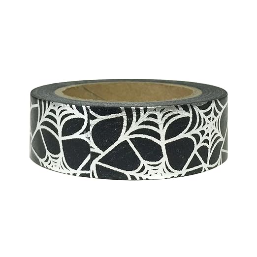 Wrapables Colorful Washi Masking Tape, Metallic Silver Cobweb