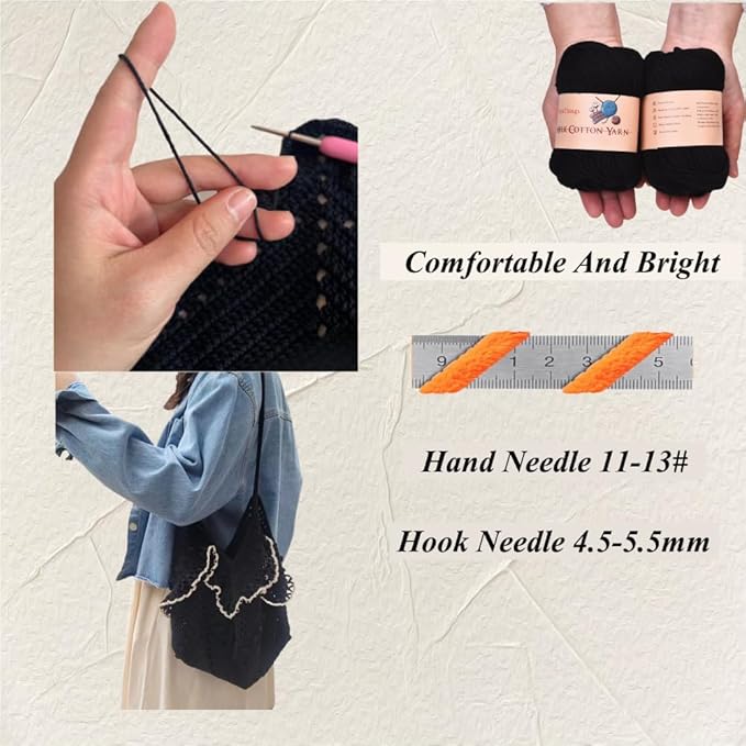Acrylic Yarn for Crocheting Hand Crochet Yarn Black Cotton Yarn for Knitting 10Balls Pack 17.6Ounces,Crochet Yarn Black