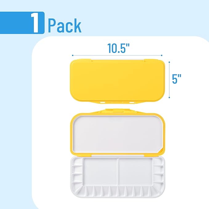 Mr. Pen- Airtight Watercolor Palette with Lid, Yellow, 18 Wells and 2 Mixing Areas, Empty Watercolor Palette, Paint Pallet with Lid, Folding Paint Tray