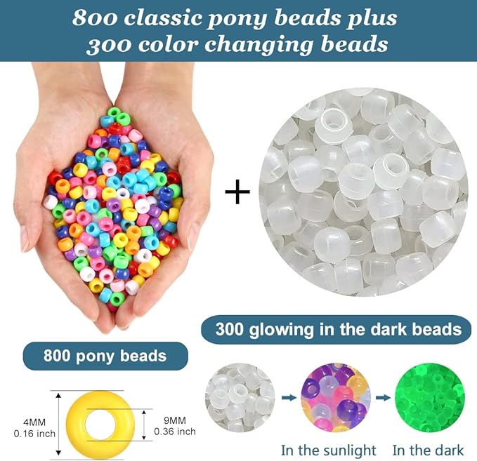eppingwin beads and bead assortments (800 classic + 300 color changing)…