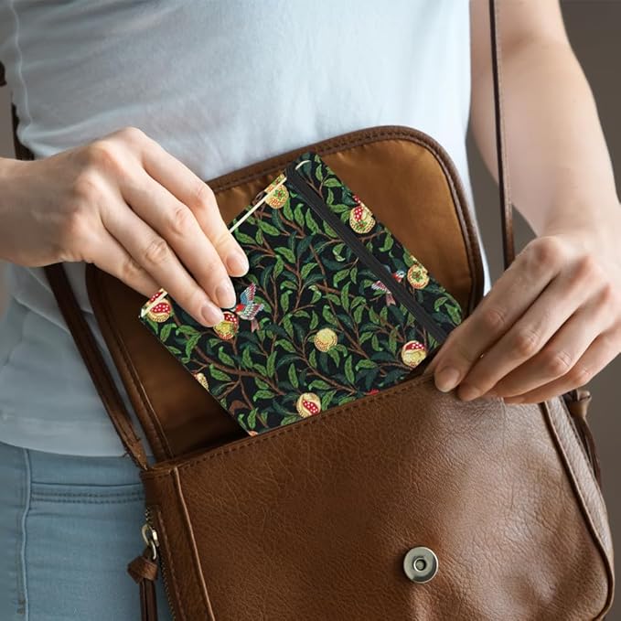 Square 4.8x4.8 inches 80gsm 96sheets/192 Pages Notebooks Blank Sketchbooks Travel Journal Pocket Hardcover Paint Writing Diary Memo Planner Cloth Cover. Pomegranate Bird