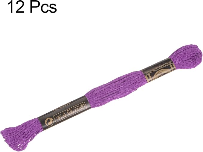 HARFINGTON 12 Skeins Embroidery Floss 8.75yds(8m) Egyptian Long-Staple Cotton Cross Stitch Thread for Sewing DIY Bracelet Yarn String and Crafts, Deep Pink(6033)