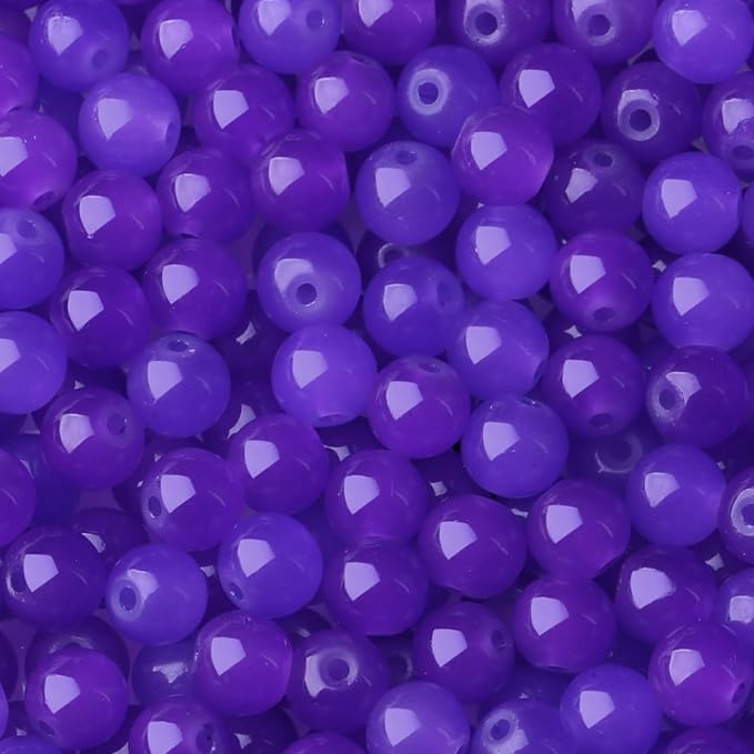 500Pcs Purple Round Glass Beads 8mm for Bracelets and DIY Crafts, Glass Crystal Beads for Bracelet Making Kits Earring Necklaces(Purple)
