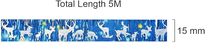 allydrew Gold and Silver Foil Washi Masking Tape, 15mm x 5M, Reindeer