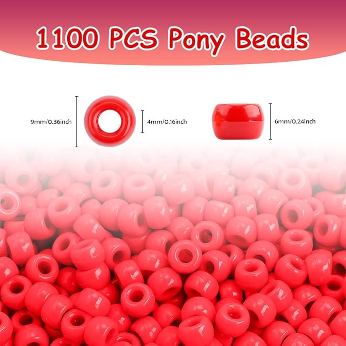 red beads,1100 pcs christmas bead for crafts,beads for bracelets,pony bead bulk jewelry making for bracelets making,christmas bracelet gifts for girl(red)
