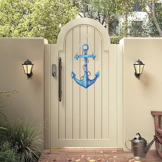 Masendp Hanging Diamond Art Decoration Kit 5D Diamond Painting Kit, DIY Anchor Ocean-Themed Diamond Art Kit Suitable for Beginners and Adults, Home Wall and Garden Decoration