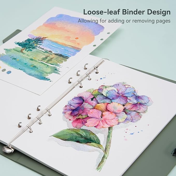 Lightwish Watercolor Sketchbook,100% Cotton Acid Free Watercolor Journal,300gsm/140lb Hot Press Watercolor Paper for Artists,Adults,Students,20 Sheets,9.25 * 6.3 Inches