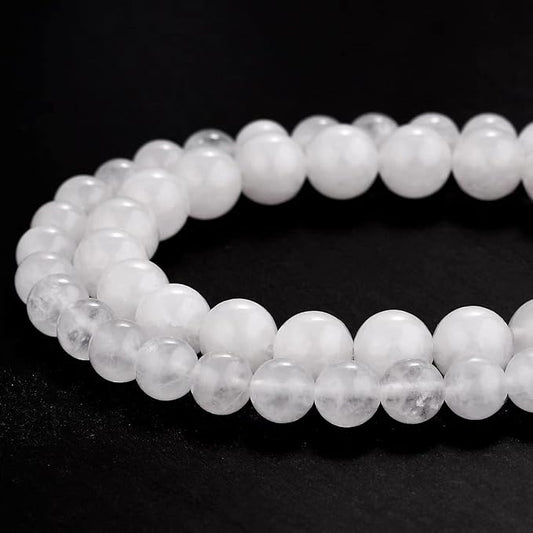 youngbling natural gemstone beads for jewelry making,10mm white jade polished round smooth stone beads,genuine real stone beads for bracelet necklace 15 inch(white jade,10mm)
