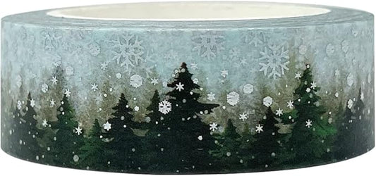 allydrew Holographic Foil Washi Masking Tape, 15mm x 10M, Pine Trees in Snow