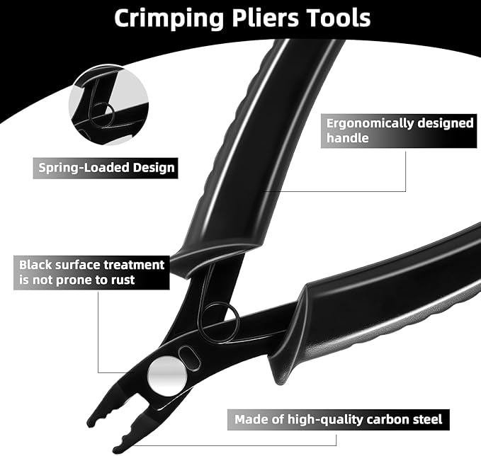 Bead Crimping Pliers Bead Crimper Tool for Jewelry Making 5 Inch Crimping Pliers Tool with PVC Handle Jewelry Crimper Plier for Bracelet Beading DIY Craft Jewelry Making Supplies (Black)