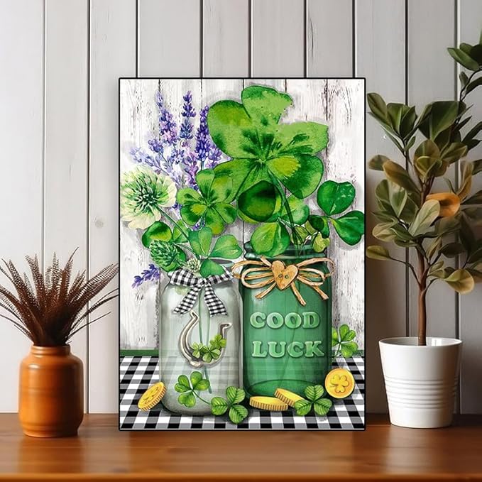 eterkosu st.patrick's day counted cross stitch kits for adults, flowers stamped cross stitch kits for beginners, needlepoint cross-stitch patterns embroidery kits arts and crafts for home decor