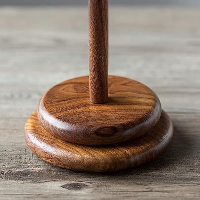 AnNafi® Wood Yarn Spindle Holder with Twirling Mechanism Classic |Wooden Spinning Yarn & Thread Holder |Knitting Embroidery Accessory Gift Craft & Sewing Supplies Yan Organising Tool For Granny Acacia