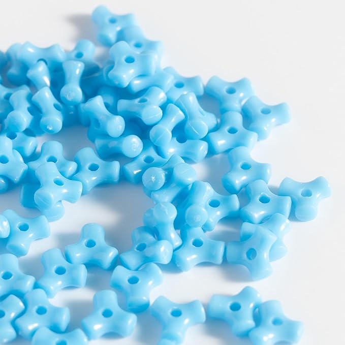 1300 Pcs Acrylic 10mm Plastic 3-Sided Kandi Tri Beads Tri-Shaped Beads Bone Beads Bulk for Wreath Candy Cane Rainbow Holiday Tree Decorations Bead Ornament Jewelry Making Kit (Opaque Blue)