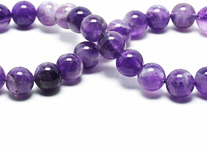 Natural Stone Beads Gemstone Beads for Jewelry Making - 10mm Round Loose Beads for Bracelets(34-37pcs, Dream Amethyst)