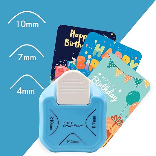 3 in 1 Corner Punch, 4mm, 7mm, 10mm 3 Way Corner Rounder Punch for Laminated, Cardstock, Bullet Journal, Invitations, Gift Tags, Photocards, Business Cards, and Scrapbooking