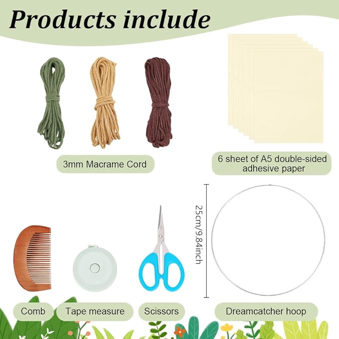 ORIGACH DIY Macrame Tree of Life Wall Hanging Kit Handmade Boho Leaves Tapestry Macrame Kit for Beginner Adults with Step by Step Instruction Macrame Wall Decor for Living Room, Dark Green