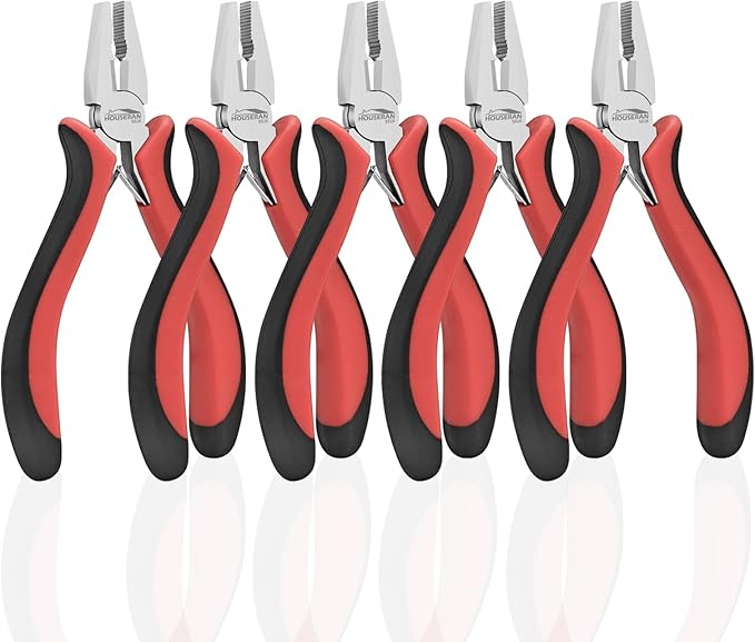 houseran mini linemans pliers 5"-5 pack combination plier with side cutter, lineman pliers electrical for jewelry making, diy, craft, model