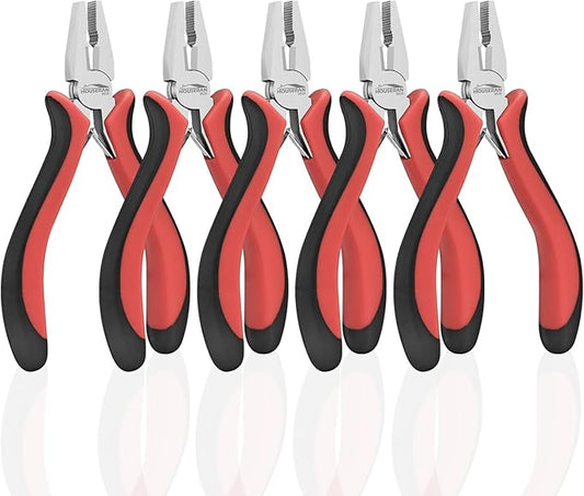houseran mini linemans pliers 5"-5 pack combination plier with side cutter, lineman pliers electrical for jewelry making, diy, craft, model