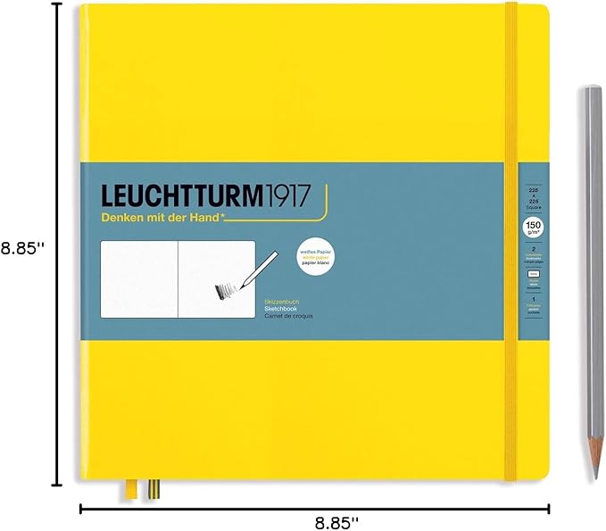 Leuchtturm1917 - Square Hardcover Sketchbook (Lemon) - 112 Pages of 150g/m² Paper