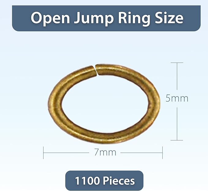 Mandala Crafts 1100 Pcs 7X5mm Antique Brass Oval Jump Rings - Nickel &, Easy to Use, Tarnish & Rust Resistant, Ideal for Jewelry Making & Crafting
