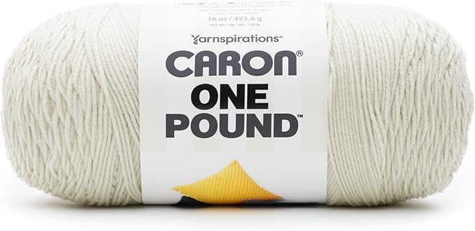Caron One Pound Off White Yarn - 2 Pack of 454g/16oz - Acrylic - 4 Medium (Worsted) - 812 Yards - Knitting/Crochet