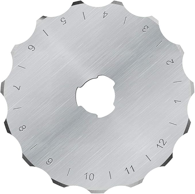 Headley Tools 45 mm Rotary Crochet Edge Skip Blades Comes with Storage Case Fits Olfa Fiskars Cutters- Pack of 5(45MM Skip, 15 Teeth)