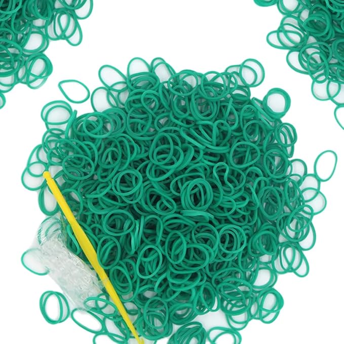6000-Pack Rubber Loom Bands Making Kit,50PCS S-Clips10-Hooks,Colorful Rubber Bands Refill Kits for Weaving DIY Crafting Gift (Dark Green)