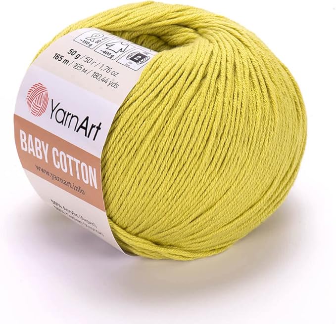 YarnArt Baby Cotton Yarn - Soft, 50% Cotton 50% Acrylic, 1.76 Oz, 180.44 Yds (1, 436)