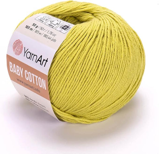 YarnArt Baby Cotton Yarn - Soft, 50% Cotton 50% Acrylic, 1.76 Oz, 180.44 Yds (1, 436)