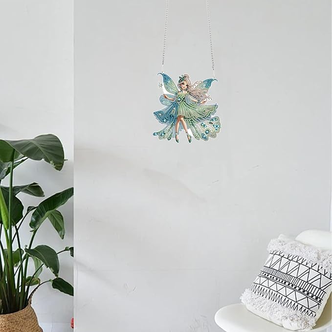 TDFERAN Diamond Painting Pendant DIY Elf Diamond Art Ornament Kits Window Pendant, Gem Art Wall Home Window Decoration Adult Digital Painting Women Crafts Hobby