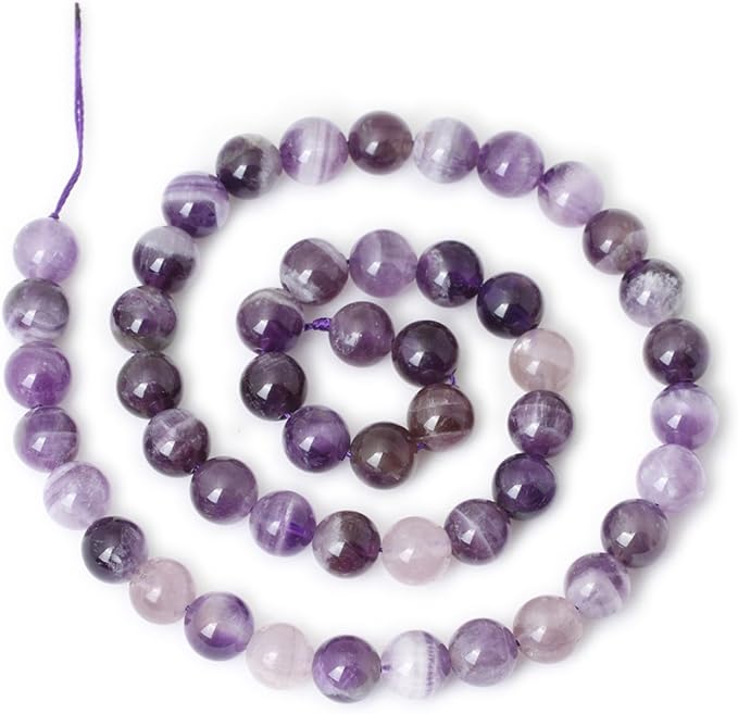 cheavian 45pcs 8mm natural dog teeth amethyst gemstone round loose beads crystal energy stone healing power for jewelry making 1 strand 15"