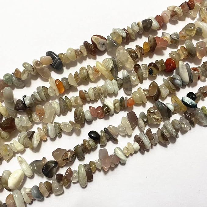 7-8mm Natural Botswana Agate Gemstone Chips Beads Healing Crystals Waist Bracelets Necklace Kit Irregular Stone DIY Crafts Design Jewelry Making
