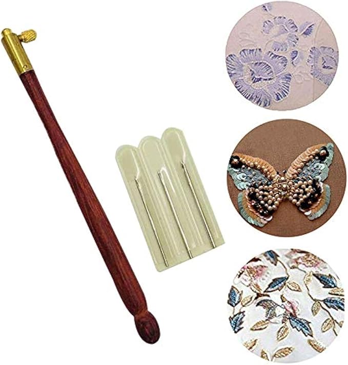 Finetoknow Tambour Hook with 3 Needles 70 100 120 Embroidery Beading Crochet Tools Kit