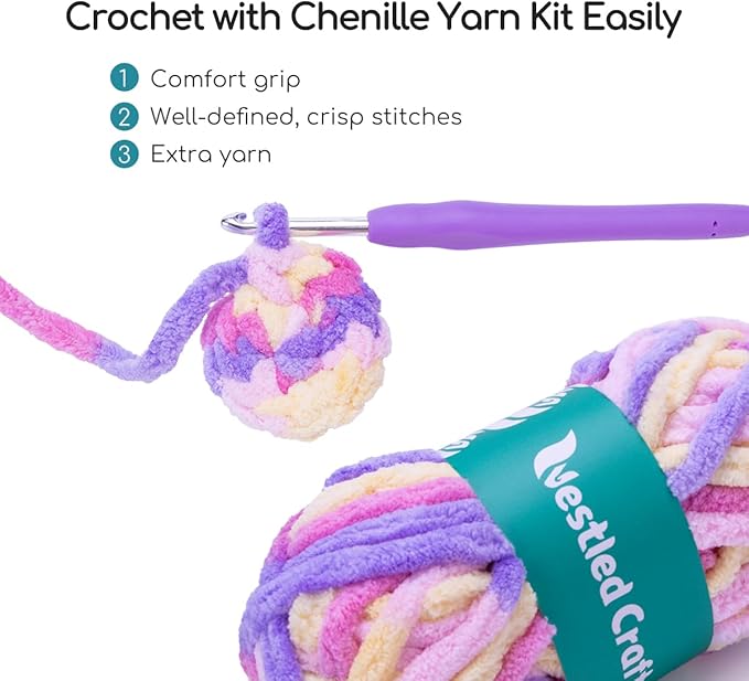 NestledCrafts Crochet Rabbit Kit for Beginners – All-in-One Amigurumi Crochet Kit with Yarn, Hook, Stuffing, and Step-by-Step Video Tutorials, Perfect for Kids & Adults
