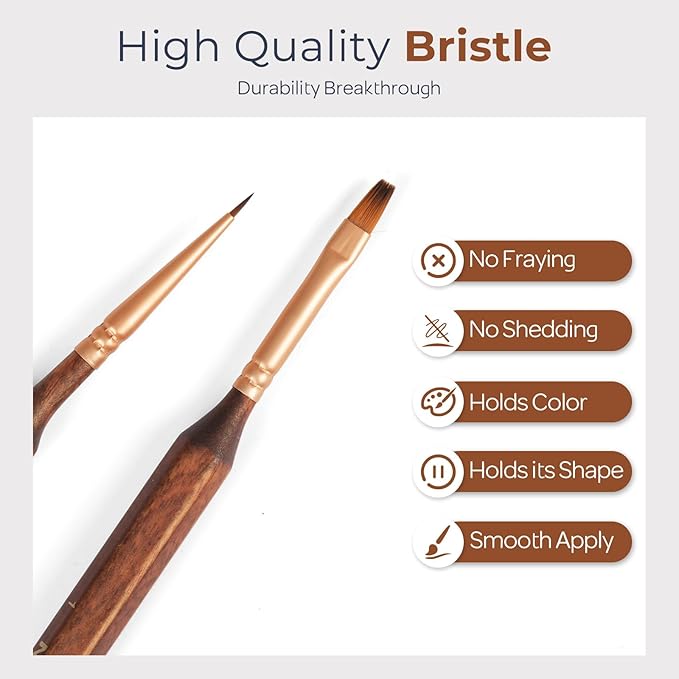 Nicpro 15 PCS Extreme Miniature Paint Brushes, Fine Tip Micro Model Detail Paint Brush Set with Container for Acrylic, Watercolor, Oil, Paint by Numbers, Craft, Models, Miniatures