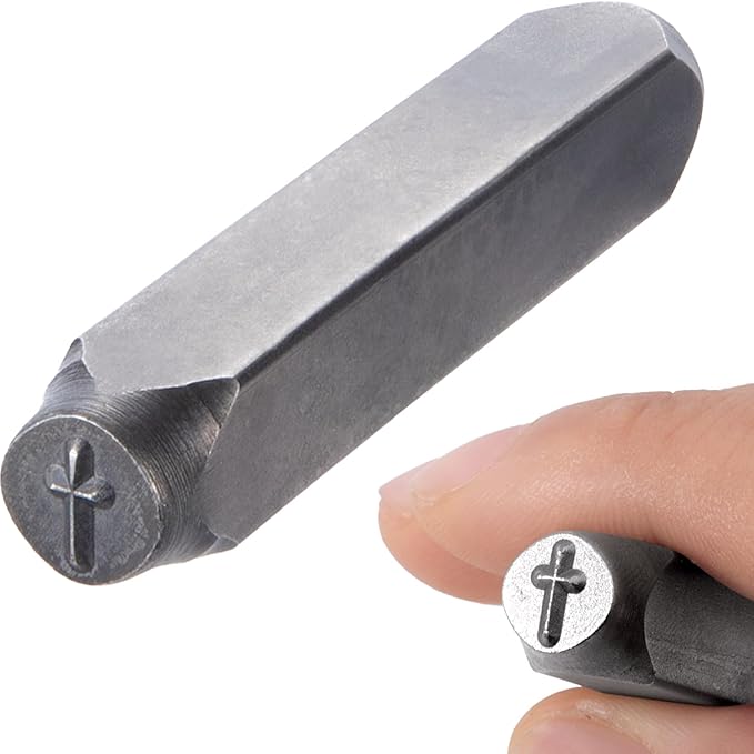 Alpinleux Cross Metal Punch Stamp, Key Stamping Kit, Metal Stamping Tools for Key, Crafts, Jewelry Making, Stamping Punching (1Pcs, 6mm)