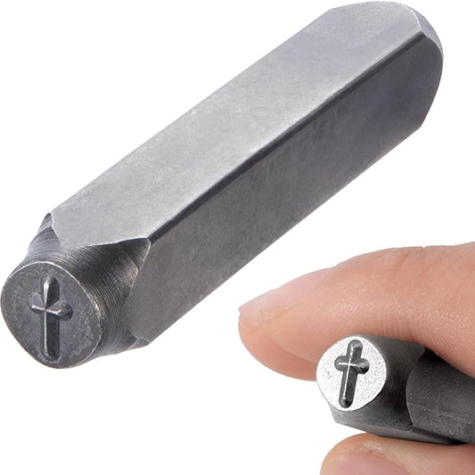 Alpinleux Cross Metal Punch Stamp, Key Stamping Kit, Metal Stamping Tools for Key, Crafts, Jewelry Making, Stamping Punching (1Pcs, 6mm)